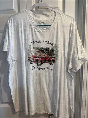 Maurices White Graphic Tee with Red Truck and Green Trees
